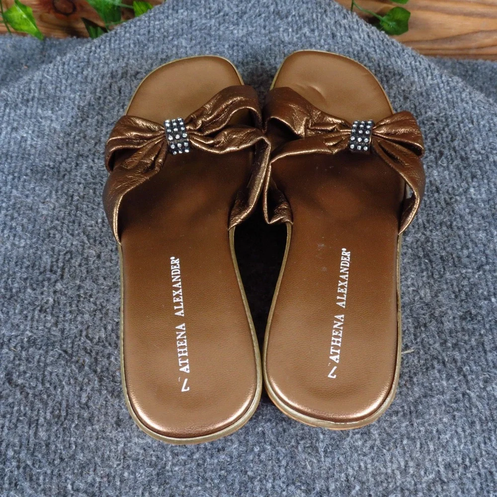 Athena Alexander Womens Wedge Sandal Sz 7 Special Occasion Bronze Metallic Cork